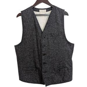 Universal Works XL Wool Blend Tweed Vest Waistcoat - Charcoal/Dark Grey